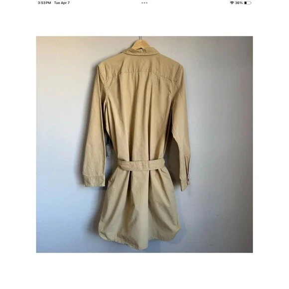 Ralph Lauren Shirt Dress Small Belted Button Front Khaki Tan Cotton Safari EUC - Picture 2 of 8